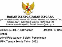 Jadwal Pelaksanaan Seleksi PPPK Tenaga Teknis Tahun 2022