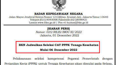 Pelaksanaan 20seleksi 20kompetensi 20pegawai 20pemerintah 20dengan 20perjanjian 20kerja 20 PPPK 20untuk 20tenaga 20kesehatan 20 nakes 20akan 20dimulai 20pada 20Selasa 206 20Desember 202022 1