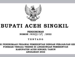 Seleksi Penerimaan PPPK Formasi Tenaga Teknis Di Lingkungan Pemkab Aceh Singkil Tahun 2022