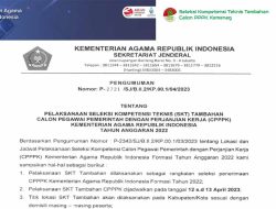 Pengumuman Pelaksanaan Seleksi Kompetensi Teknis Tambahan CPPPK Kemenag Formasi Tahun 2022