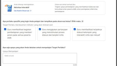 8 Hal yang Anda Harus Tahu Pada halaman Dokumen Persiapan Observasi Kelas Pengelolaan Kinerja Guru 10 Anda dapat menuliskan upaya yang akan Anda lakukan untuk mempelajari Target Perilaku yang sudah dipilih sebelumnya