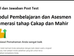Soal dan Jawaban Post Test Pengetahuan Profesional Numerasi tahap Cakap dan Mahir