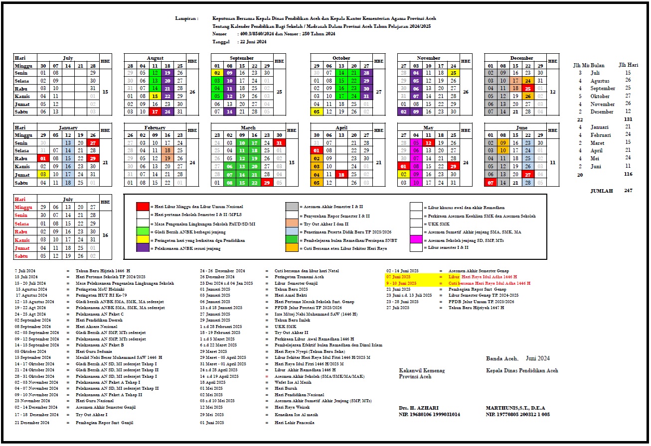 Kalender Pendidikan Aceh 2024 2025 pdf