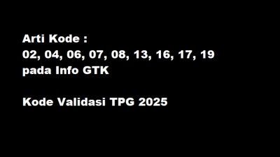 Inilah arti kode 02, 04, 06, 07, 08, 13, 16, 17, 19 pada Info GTK yang merupakan kode Validasi TPG 2025