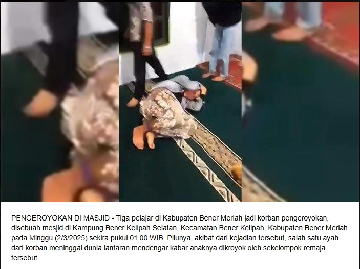 Tiga Pelajar di Bener Meriah Dikeroyok dalam Masjid, Korban Dipukuli Hingga Tendang Kepala